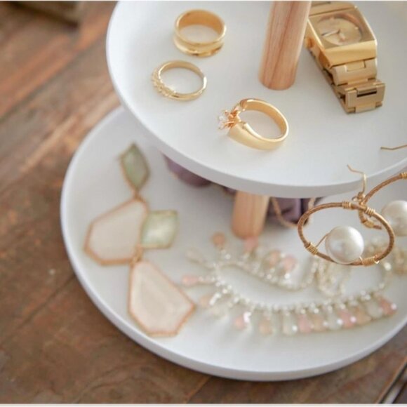 Small White Jewelry storage tray Tiered Accessory Tray Tiered Tray Display tray - Picture 2 of 4